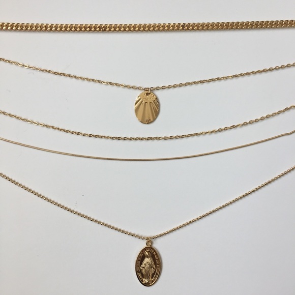 Multi Chain Saint Pendent Necklace - Picture 3 of 4